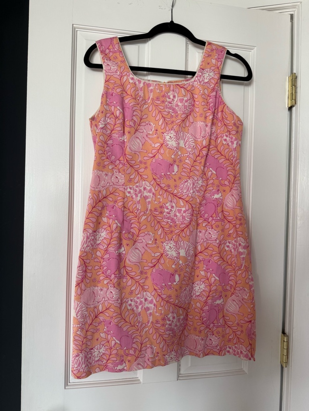 Lilly Pulitzer Jungle Kitties Pink and Peach Floral Sleeveless Dress VINTAGE